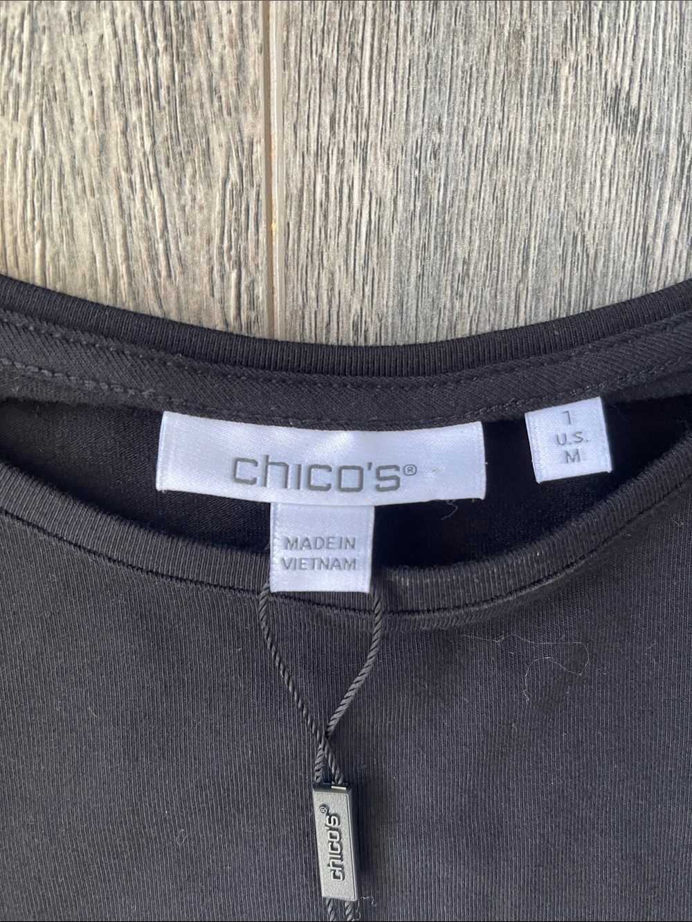 Chico's Black Top with Cream Lace Puff Sleeves - Picture 2 of 12